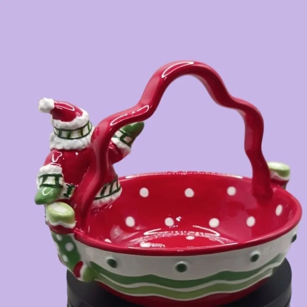 Fitz and floyd ceramic christmas basket with santa claus